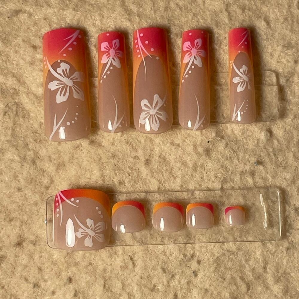 48 pcs Matching Press on Toe and Nails